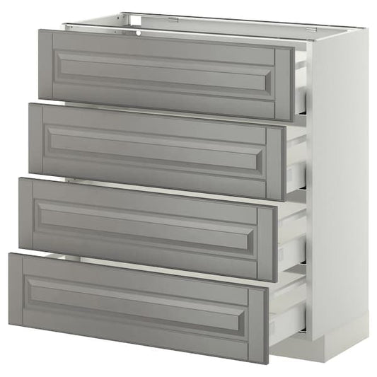 Ikea METOD / MAXIMERA - Base cab 4 frnts/4 drawers, white/Bodbyn grey, 80x37 cm
