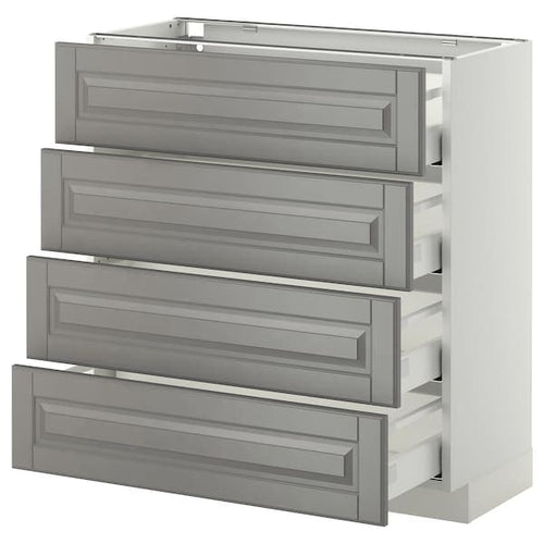 METOD / MAXIMERA - METOD / MAXIMERA Base cab 4 frnts/4 drawers, white/Bodbyn grey, 80x37 cm