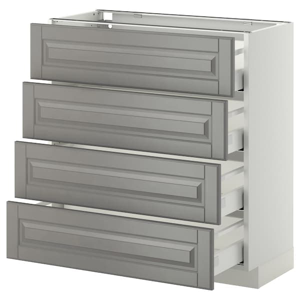 METOD / MAXIMERA - Base cab 4 frnts/4 drawers, white/Bodbyn grey, 80x37 cm