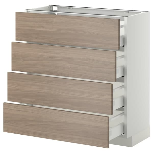 Ikea METOD / MAXIMERA Mobile/4 front/4 drawers - white/Brokhult light grey 80x37 cm