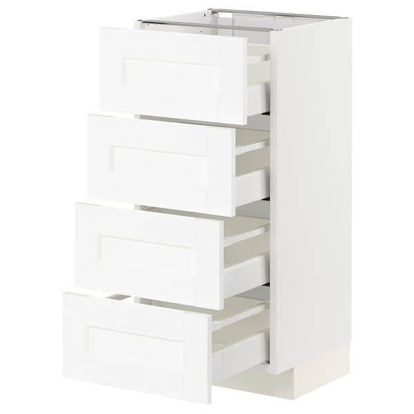 METOD / MAXIMERA - Base cab 4 frnts/4 drawers, white Enköping/white wood effect, 40x37 cm - best price from Maltashopper.com 69473285
