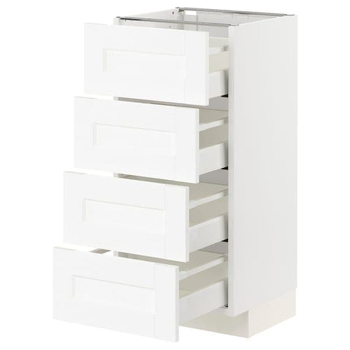 METOD / MAXIMERA - Base cab 4 frnts/4 drawers, white Enköping/white wood effect, 40x37 cm