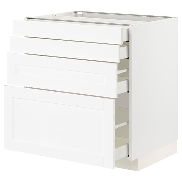 METOD / MAXIMERA - Base cab 4 frnts/4 drawers, white Enköping/white wood effect, 80x60 cm