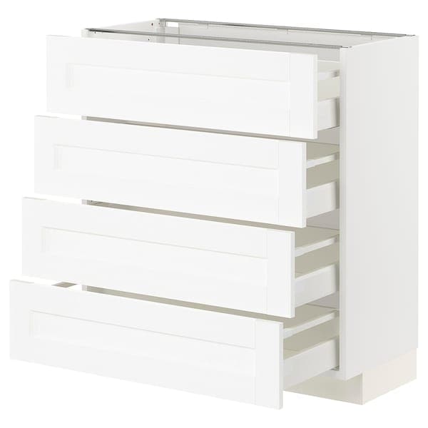 Ikea METOD / MAXIMERA - Base cab 4 frnts/4 drawers, white Enköping/white wood effect, 80x37 cm