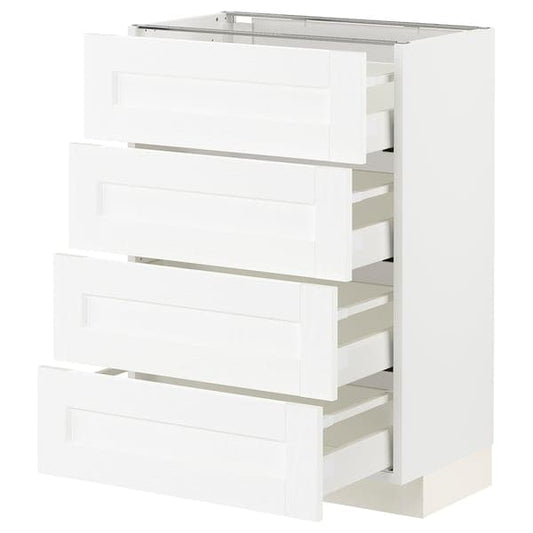 METOD / MAXIMERA - Base cab 4 frnts/4 drawers, white Enköping/white wood effect, 60x37 cm - best price from Maltashopper.com 49473286