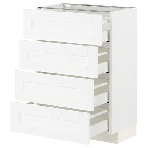 METOD / MAXIMERA - Base cab 4 frnts/4 drawers, white Enköping/white wood effect, 60x37 cm