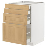 METOD / MAXIMERA base cab 4 frnts/4 drawers, white/Forsbacka oak, 60x60 cm