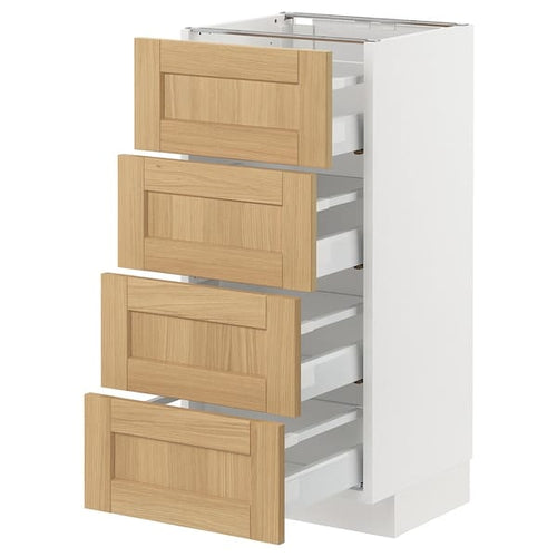 METOD / MAXIMERA base cab 4 frnts/4 drawers, white/Forsbacka oak, 40x37 cm
