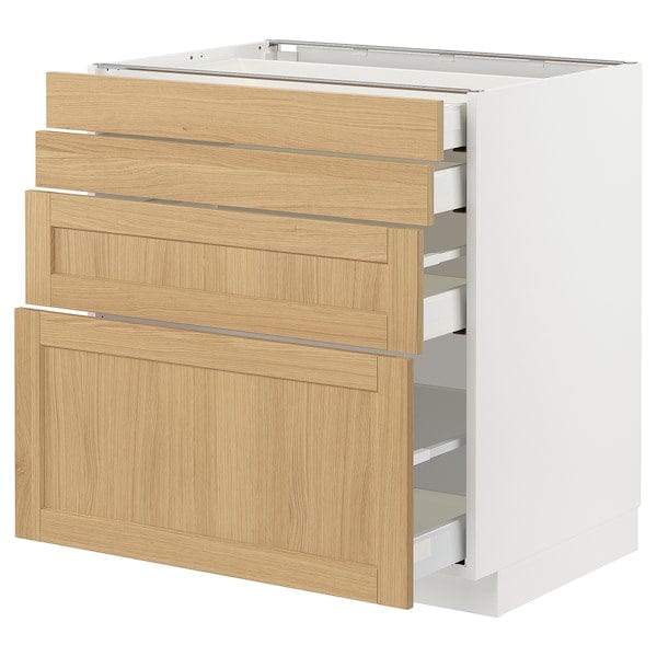 Ikea METOD / MAXIMERA - Base cab 4 frnts/4 drawers, white/Forsbacka oak, 80x60 cm