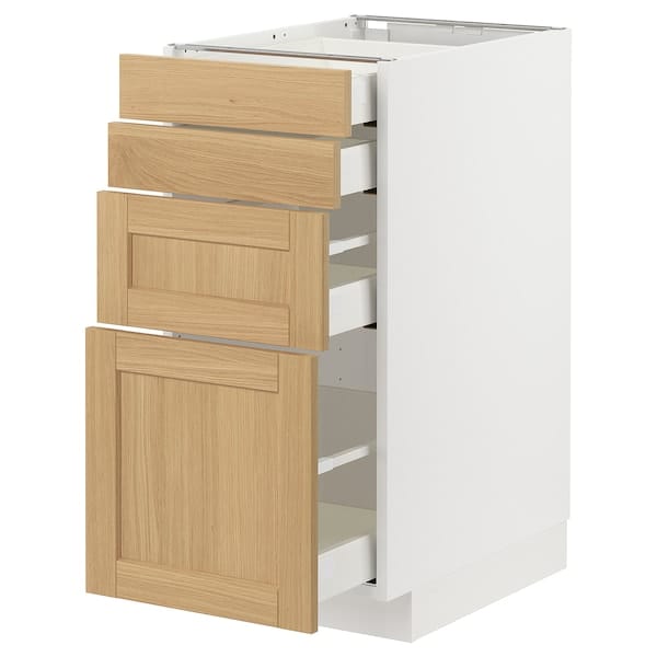 METOD / MAXIMERA - Base cab 4 frnts/4 drawers, white/Forsbacka oak, 40x60 cm
