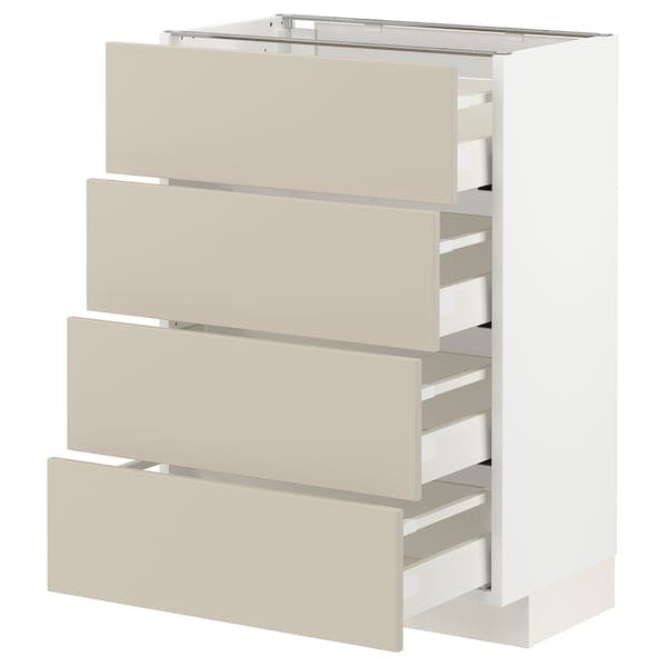 Ikea METOD / MAXIMERA - Base cab 4 frnts/4 drawers, white/Havstorp beige, 60x37 cm