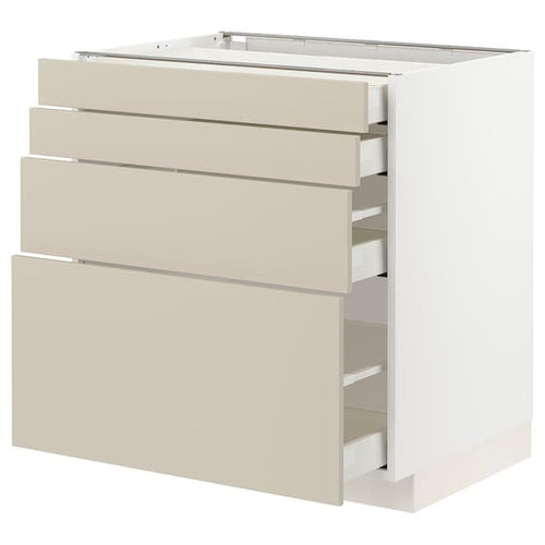 METOD / MAXIMERA - Base cab 4 frnts/4 drawers, white/Havstorp beige, 80x60 cm