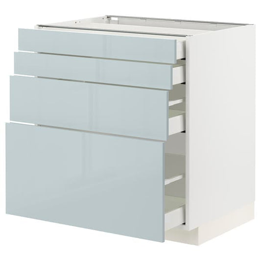 Ikea METOD / MAXIMERA - Base cab 4 frnts/4 drawers, white/Kallarp light grey-blue, 80x60 cm