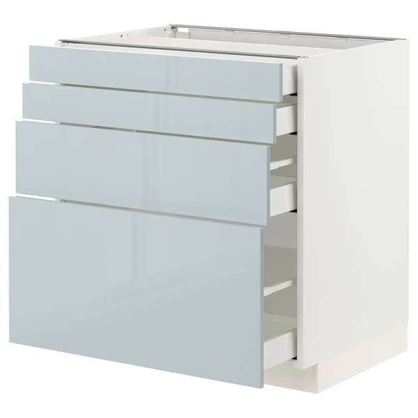 METOD / MAXIMERA - Base cab 4 frnts/4 drawers, white/Kallarp light grey-blue, 80x60 cm