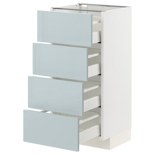 Ikea METOD / MAXIMERA - Base cab 4 frnts/4 drawers, white/Kallarp light grey-blue, 40x37 cm