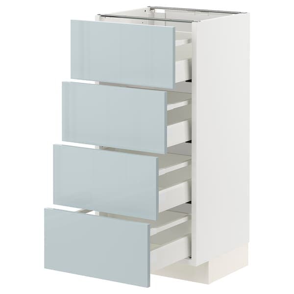 METOD / MAXIMERA - Base cab 4 frnts/4 drawers, white/Kallarp light grey-blue, 40x37 cm