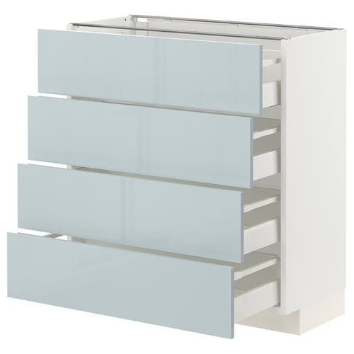 METOD / MAXIMERA - Base cab 4 frnts/4 drawers, white/Kallarp light grey-blue, 80x37 cm