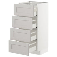 METOD / MAXIMERA base cab 4 frnts/4 drawers, white/Lerhyttan light grey, 40x37 cm