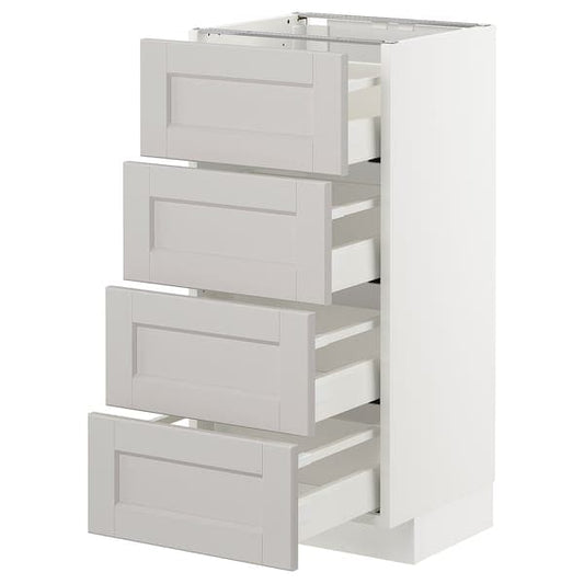 Ikea METOD / MAXIMERA - Base cab 4 frnts/4 drawers, white/Lerhyttan light grey, 40x37 cm