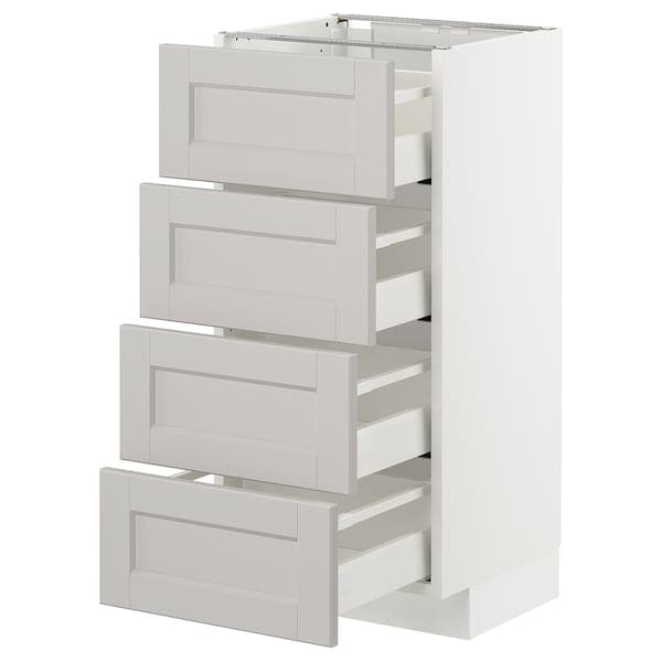 Ikea METOD / MAXIMERA - Base cab 4 frnts/4 drawers, white/Lerhyttan light grey, 40x37 cm