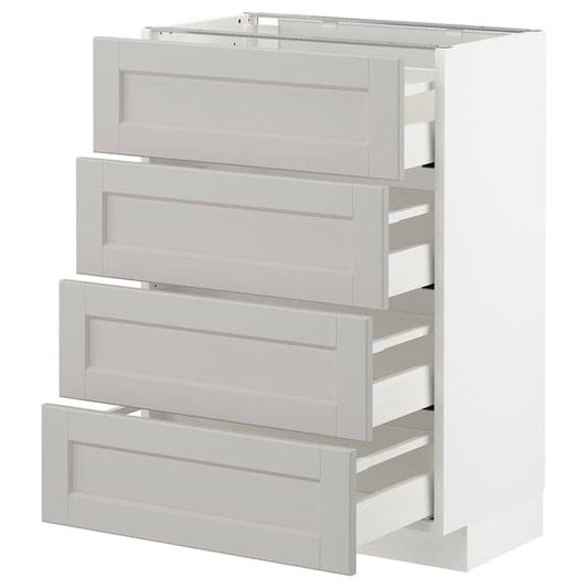Ikea METOD / MAXIMERA - Base cab 4 frnts/4 drawers, white/Lerhyttan light grey, 60x37 cm