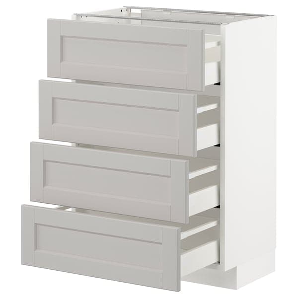 Ikea METOD / MAXIMERA - Base cab 4 frnts/4 drawers, white/Lerhyttan light grey, 60x37 cm