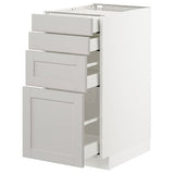 METOD / MAXIMERA base cab 4 frnts/4 drawers, white/Lerhyttan light grey, 40x60 cm