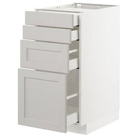 METOD / MAXIMERA base cab 4 frnts/4 drawers, white/Lerhyttan light grey, 40x60 cm