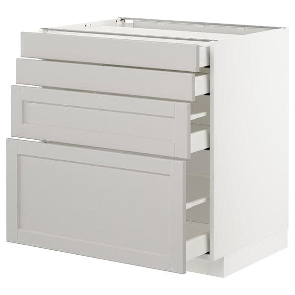 Ikea METOD / MAXIMERA - Base cab 4 frnts/4 drawers, white/Lerhyttan light grey , 80x60 cm