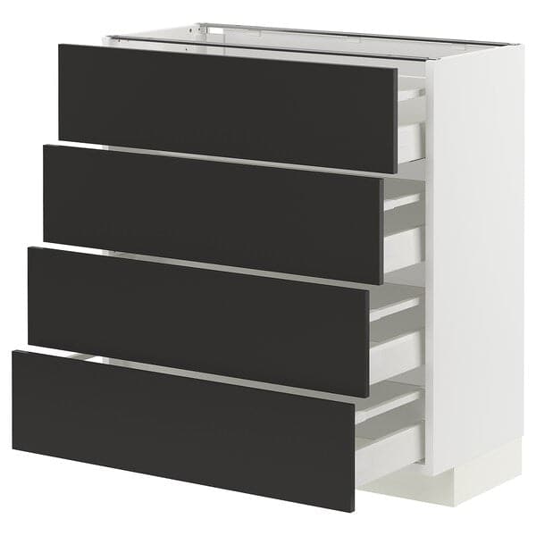 Ikea METOD / MAXIMERA - Base cab 4 frnts/4 drawers, white/Nickebo matt anthracite, 80x37 cm