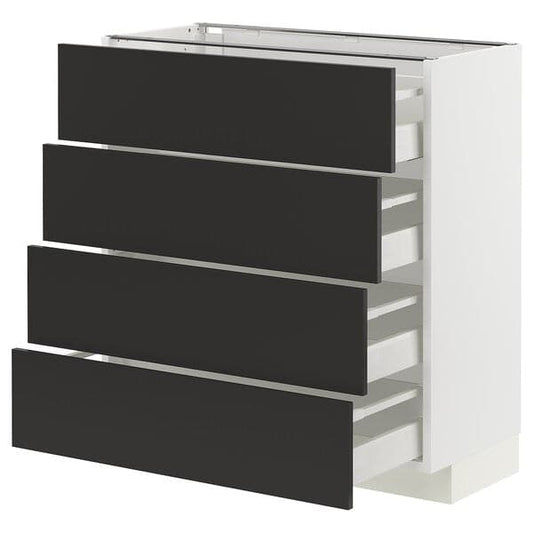 Ikea METOD / MAXIMERA - Base cab 4 frnts/4 drawers, white/Nickebo matt anthracite, 80x37 cm