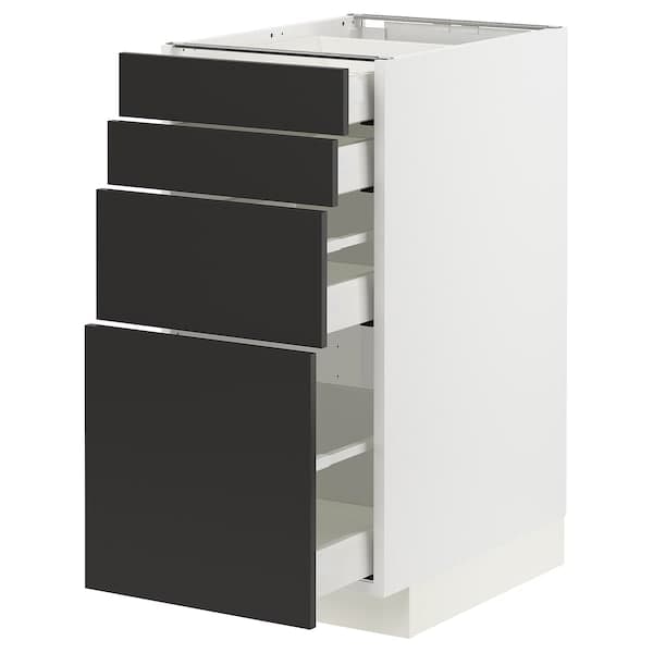 Ikea METOD / MAXIMERA - Base cab 4 frnts/4 drawers, white/Nickebo matt anthracite, 40x60 cm