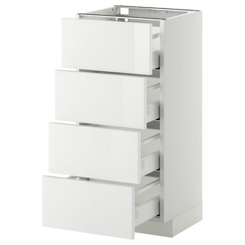 METOD / MAXIMERA - Base cab 4 frnts/4 drawers, white/Ringhult white, 40x37 cm