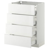 METOD / MAXIMERA base cab 4 frnts/4 drawers, white/Ringhult white, 60x37 cm
