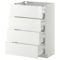 METOD / MAXIMERA - Base cab 4 frnts/4 drawers, white/Ringhult white, 60x37 cm - best price from Maltashopper.com 99109893