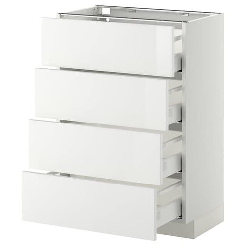 METOD / MAXIMERA - Base cab 4 frnts/4 drawers, white/Ringhult white, 60x37 cm