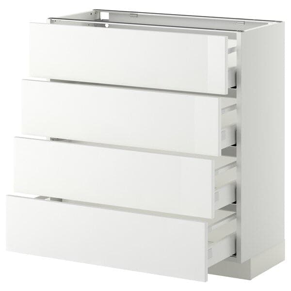 METOD / MAXIMERA base cab 4 frnts/4 drawers, white/Ringhult white, 80x37 cm