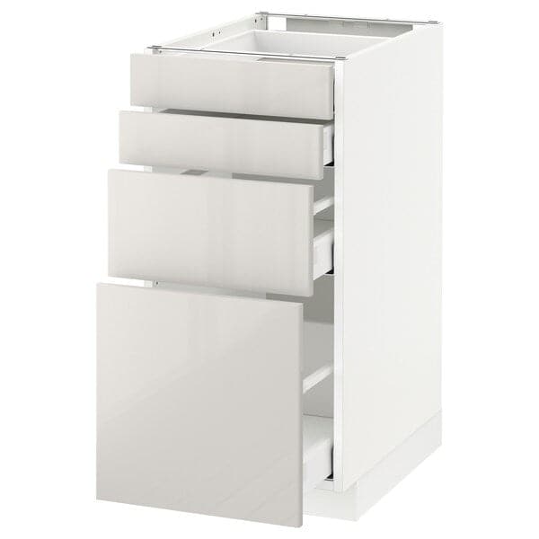 Ikea METOD / MAXIMERA - Base cab 4 frnts/4 drawers, white/Ringhult light grey, 40x60 cm