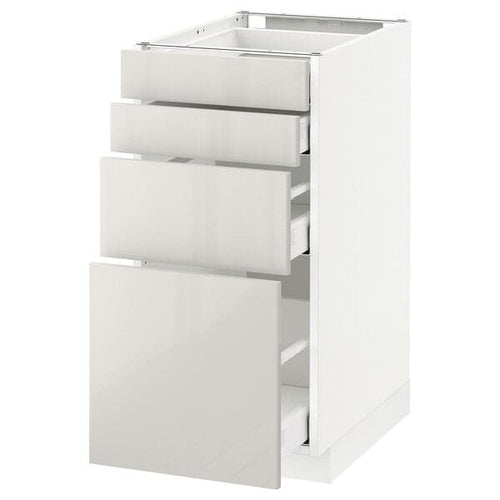 METOD / MAXIMERA base cab 4 frnts/4 drawers, white/Ringhult light grey, 40x60 cm