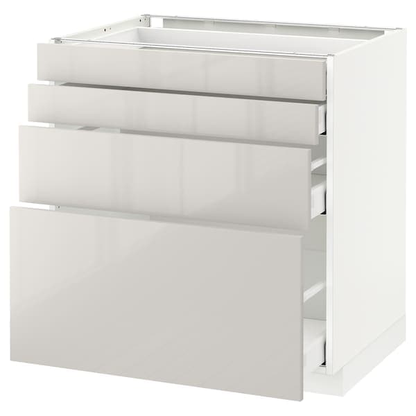 METOD / MAXIMERA - Base cab 4 frnts/4 drawers, white/Ringhult light grey, 80x60 cm - best price from Maltashopper.com 39168606