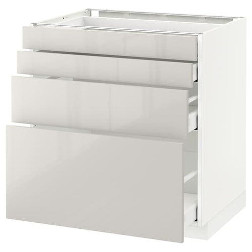 METOD / MAXIMERA - Base cab 4 frnts/4 drawers, white/Ringhult light grey, 80x60 cm