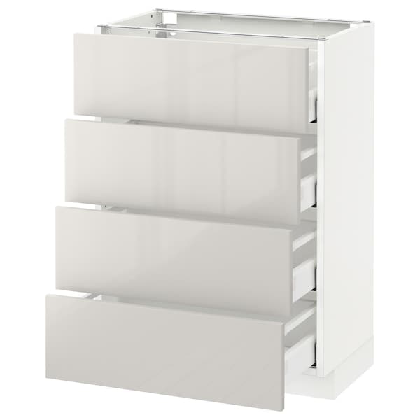 METOD / MAXIMERA - Base cab 4 frnts/4 drawers, white/Ringhult light grey, 60x37 cm - best price from Maltashopper.com 49168559