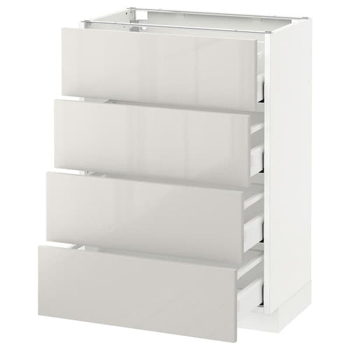 METOD / MAXIMERA - Base cab 4 frnts/4 drawers, white/Ringhult light grey, 60x37 cm