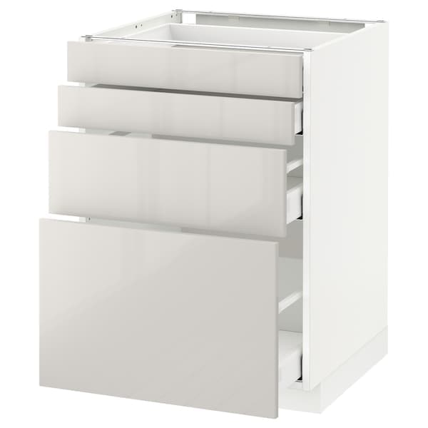 METOD / MAXIMERA - Base cab 4 frnts/4 drawers, white/Ringhult light grey, 60x60 cm - best price from Maltashopper.com 89168604