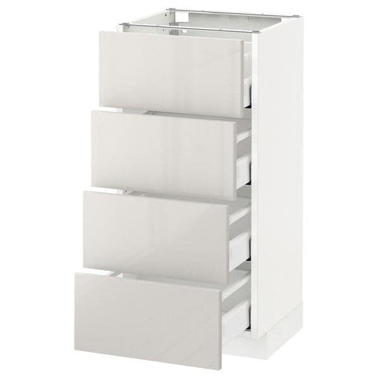 Ikea METOD / MAXIMERA - Base cab 4 frnts/4 drawers, white/Ringhult light grey, 40x37 cm