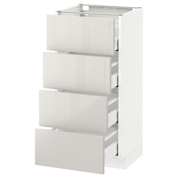 METOD / MAXIMERA - Base cab 4 frnts/4 drawers, white/Ringhult light grey, 40x37 cm