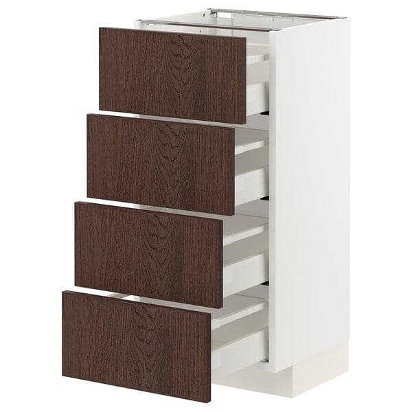 Ikea METOD / MAXIMERA - Base cab 4 frnts/4 drawers, white/Sinarp brown, 40x37 cm