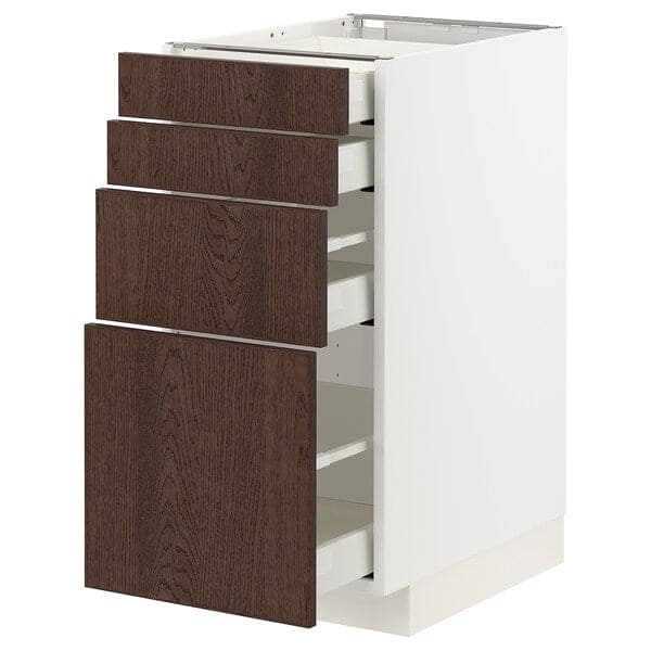 Ikea METOD / MAXIMERA - Base cab 4 frnts/4 drawers, white/Sinarp brown , 40x60 cm