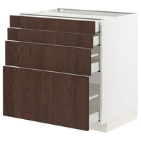 METOD / MAXIMERA base cab 4 frnts/4 drawers, white/Sinarp brown, 80x60 cm