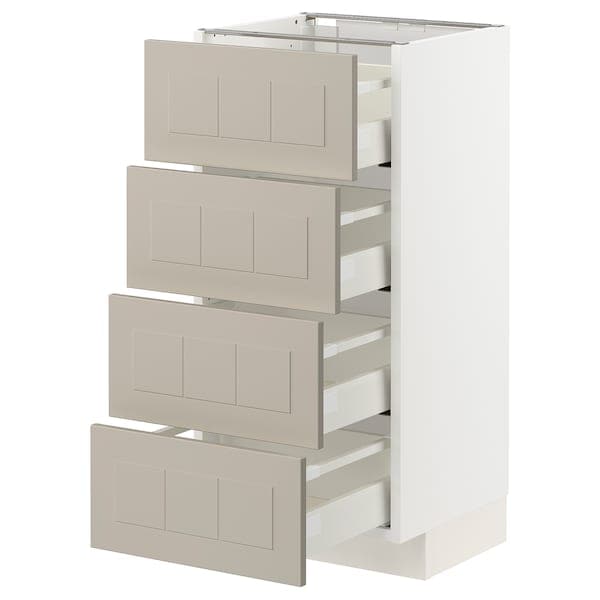 Ikea METOD / MAXIMERA - Base cab 4 frnts/4 drawers, white/Stensund beige, 40x37 cm